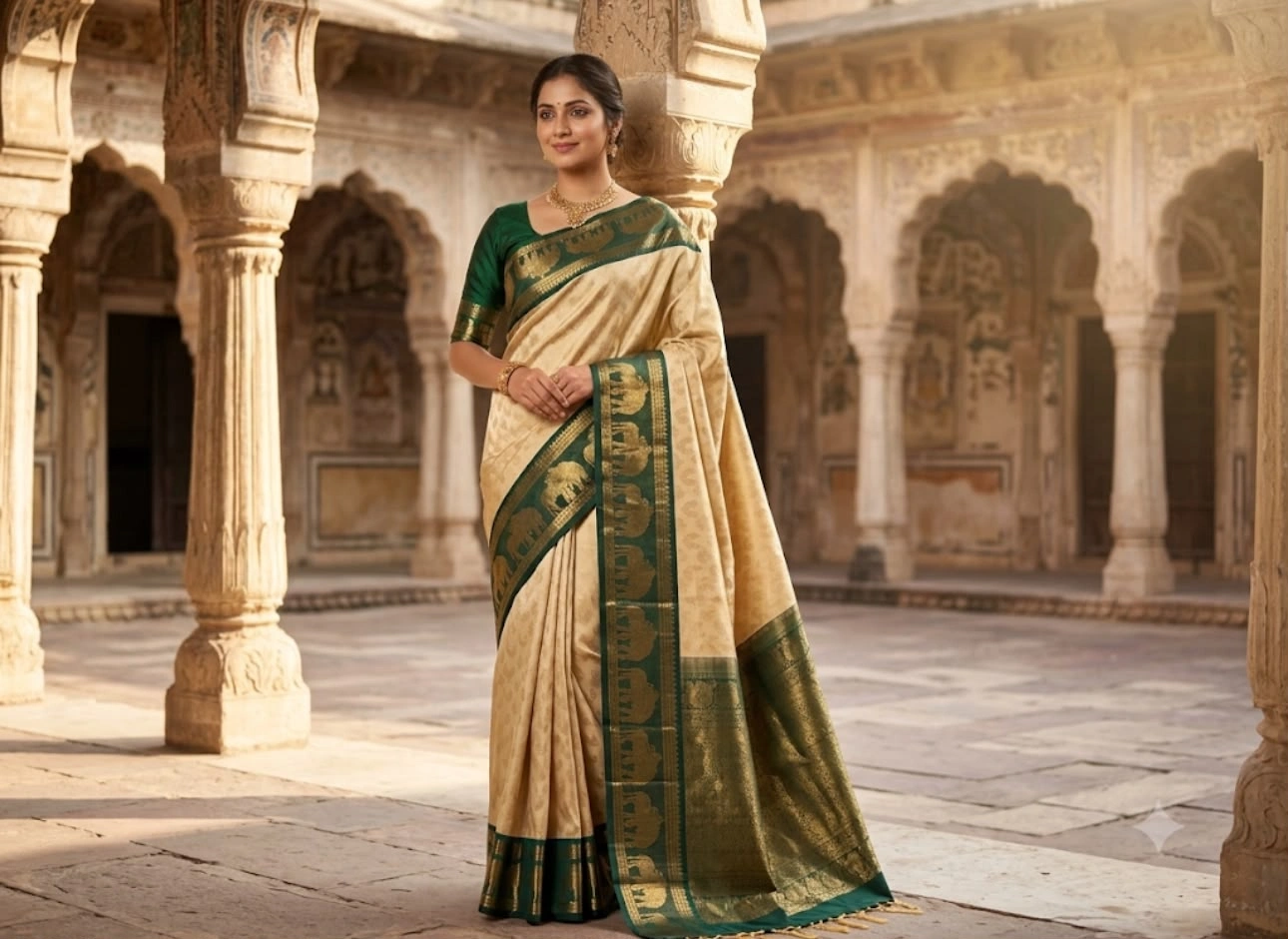 Emerald Green Kanchipuram Silk Saree